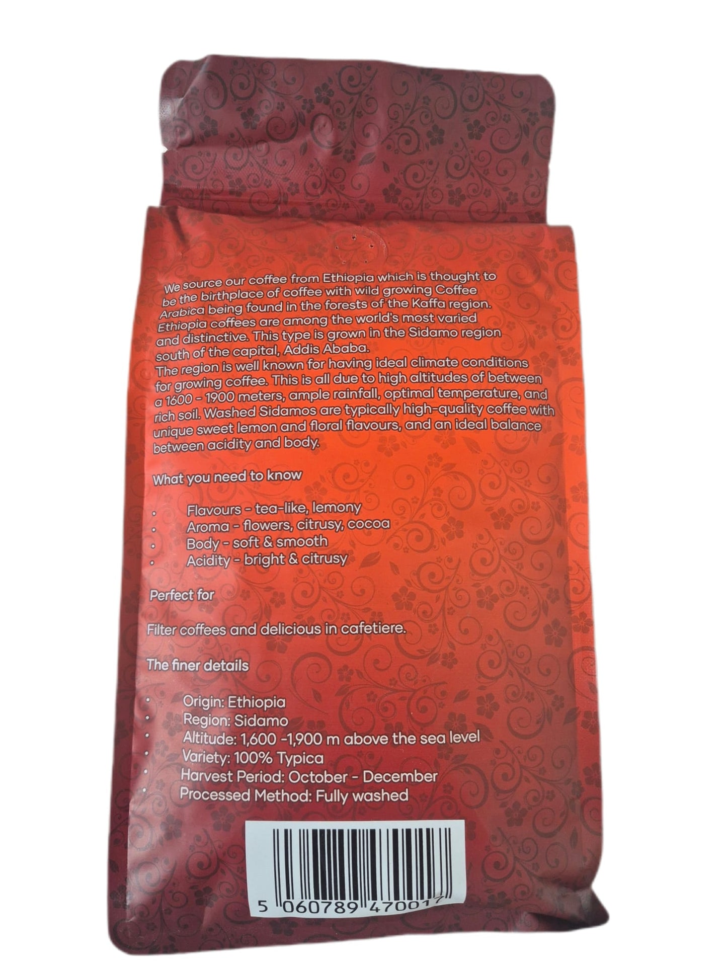 Ethiopian Sidamo Dark Roasted coffee Beans or Ground 1kg/ መካከለኛ-ጨለማ የተቆላ