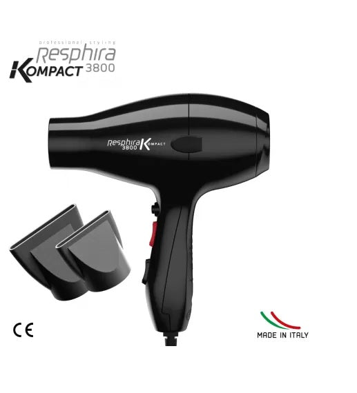 Resphira kompact 3800 black, professional hair styling made in Italy