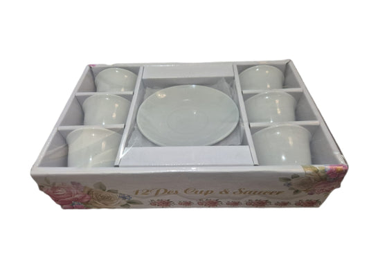 Traditional Ethiopian Coffee Cups 6 cups and saucers - white color ፊንጃ